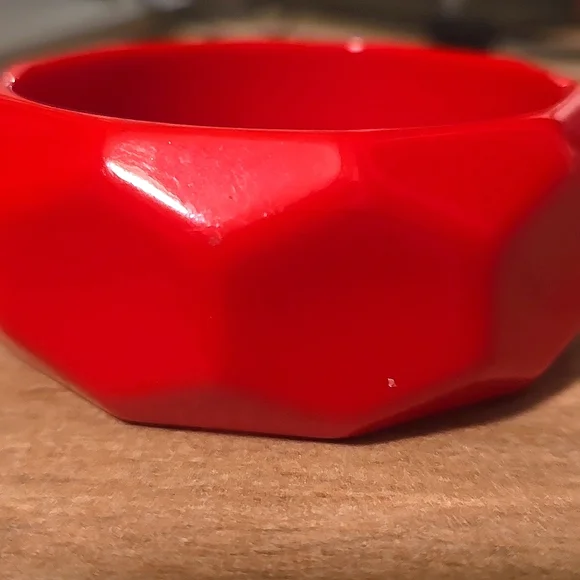 Y2K Red Plastic Hexagonal Design Bracelet - Picture 2 of 6